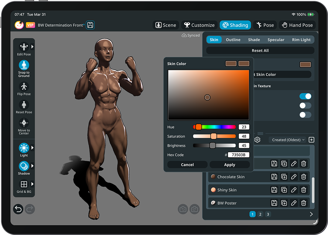 Shading controls on iPad
